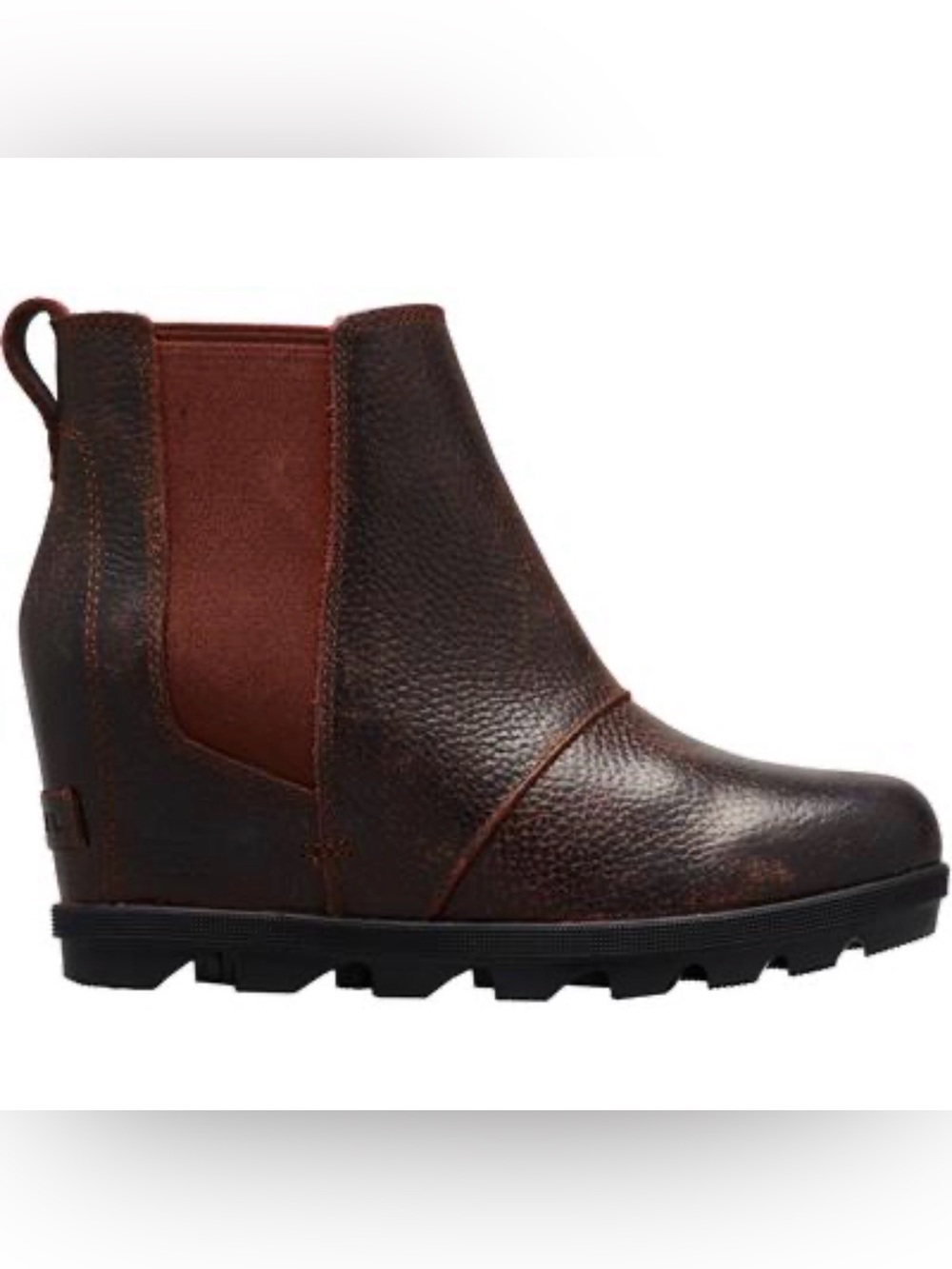 Sorel Joan of arctic wedge Brown Leather Chelsea pull on Bootie - size 8